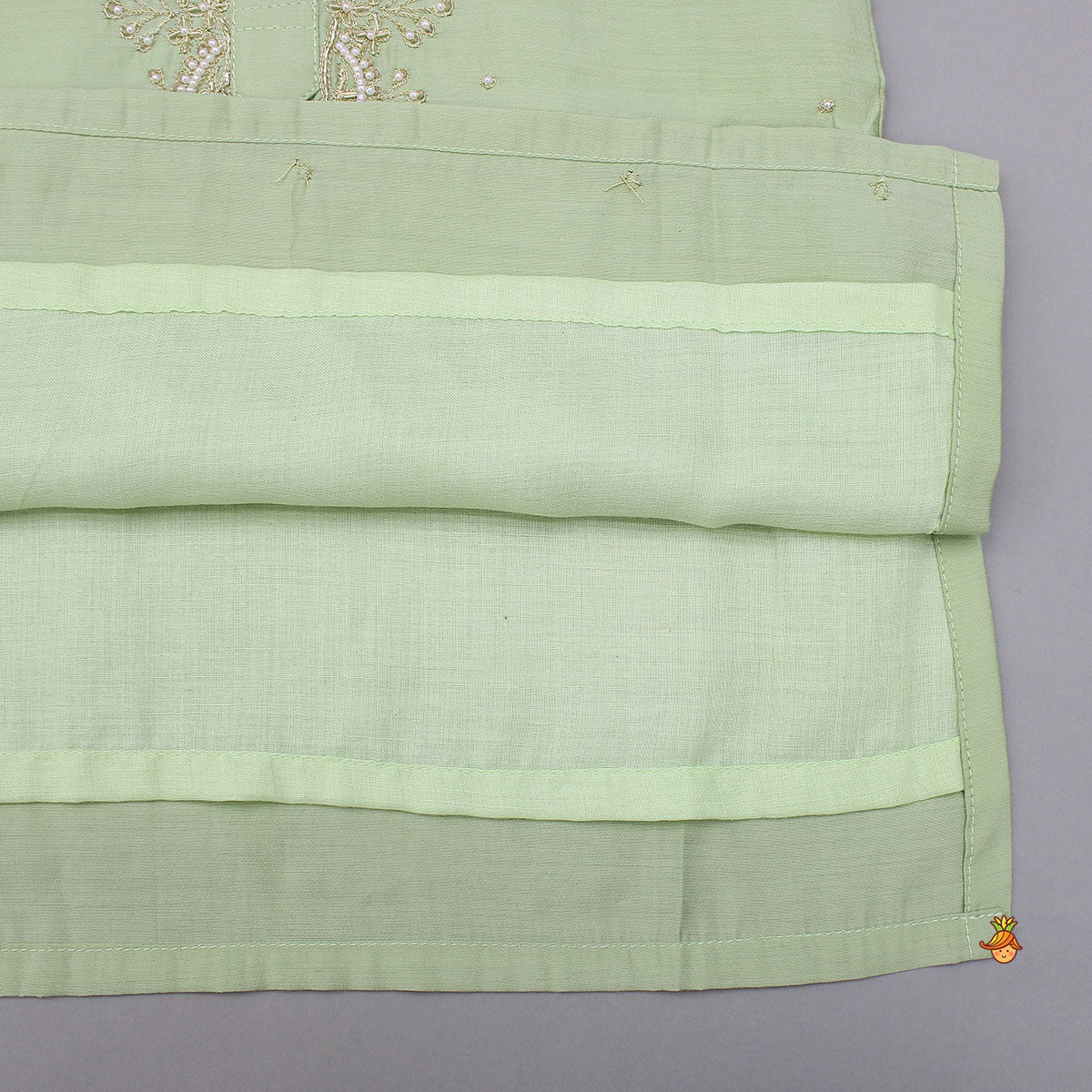 Pre Order: Zardozi Embroidered Green Kurta And Pyjama