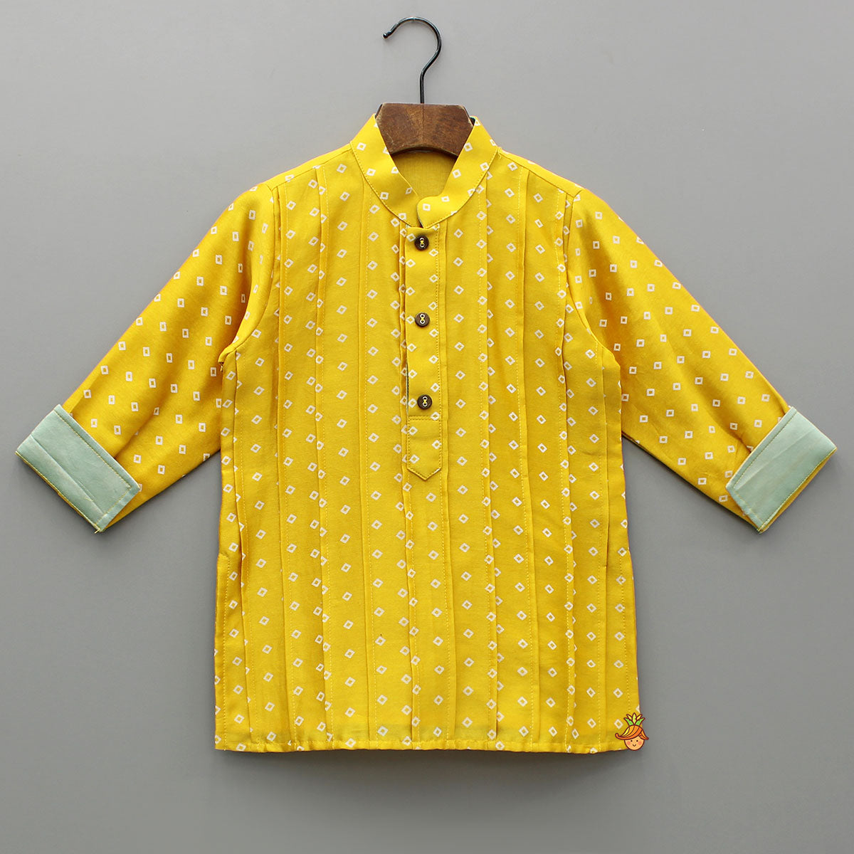 Pre Order: Mustard Pintuck Detailed Chanderi Kurta And Pyjama