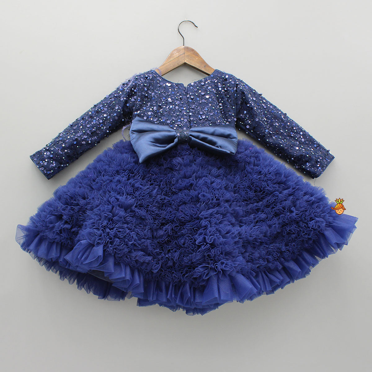 Pre Order: Sequins Embellished Ruffled Dress With Matching Swirled Bowie Headband