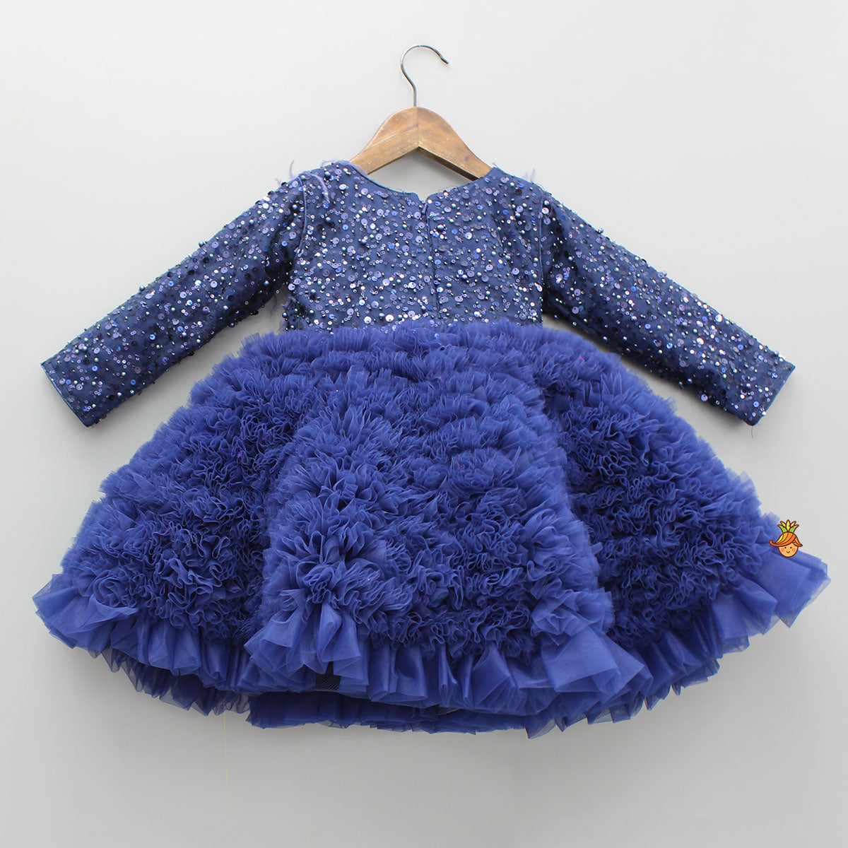 Pre Order: Sequins Embellished Ruffled Dress With Matching Swirled Bowie Headband