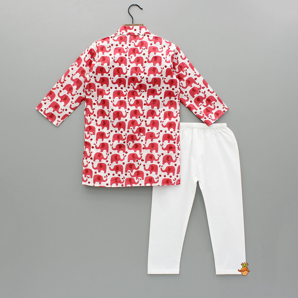 Red Elephant Printed Kurta And Pyjama