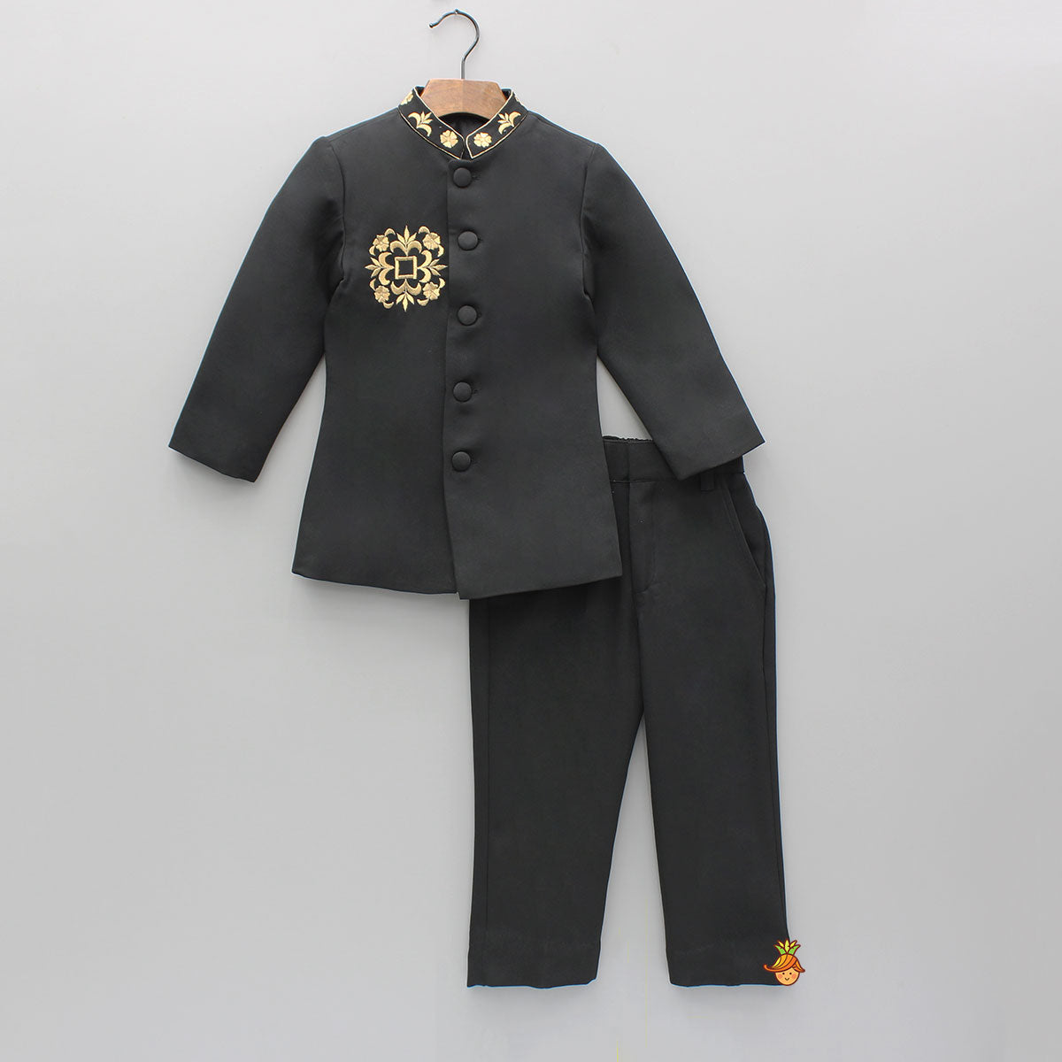 Pre Order: Black  Embroidered Sherwani And Pant