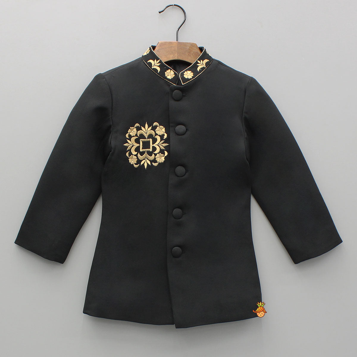 Pre Order: Black  Embroidered Sherwani And Pant