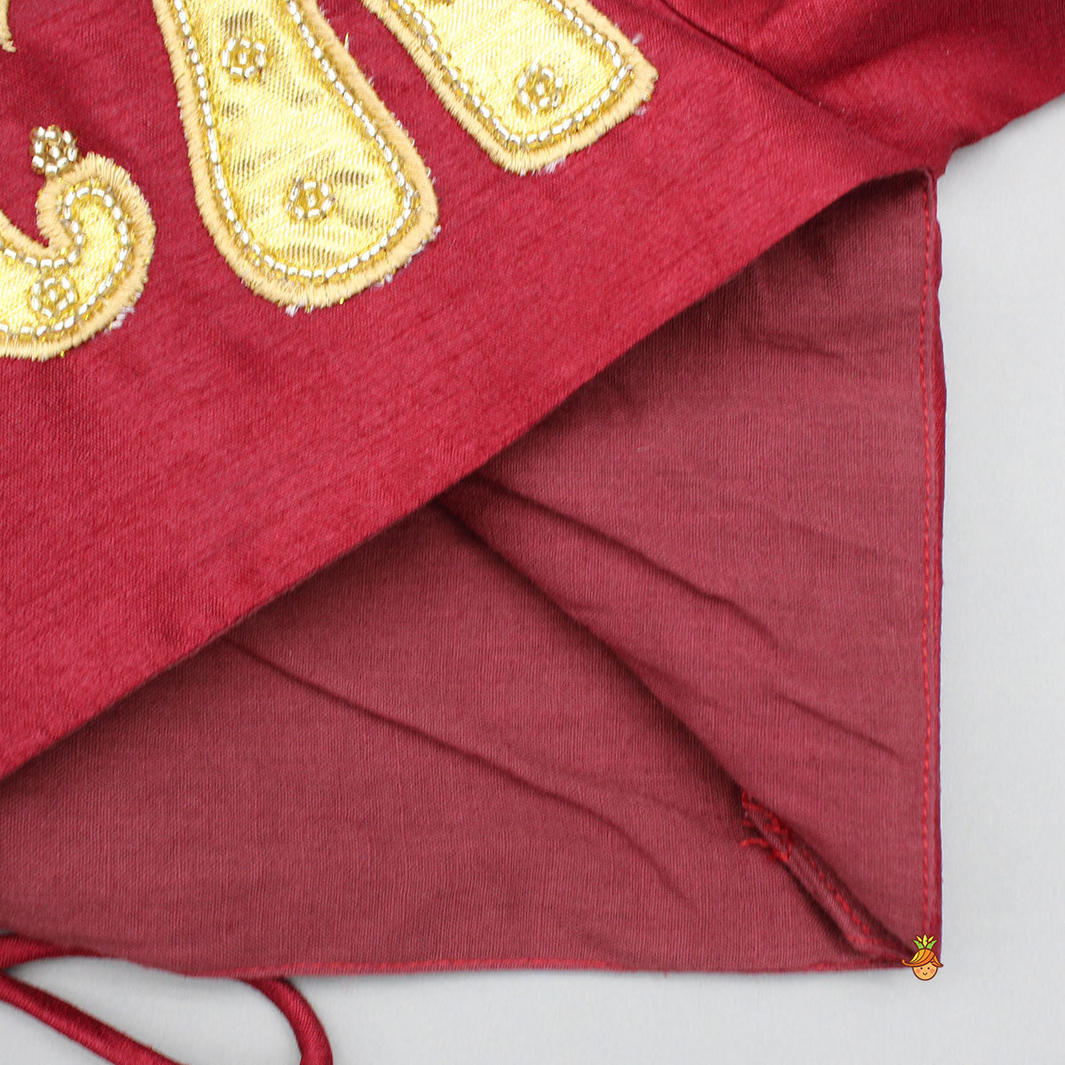 Pre Order: Maroon Elephant Hand Embroidered Applique Top And Brocade Lehenga With Dupatta