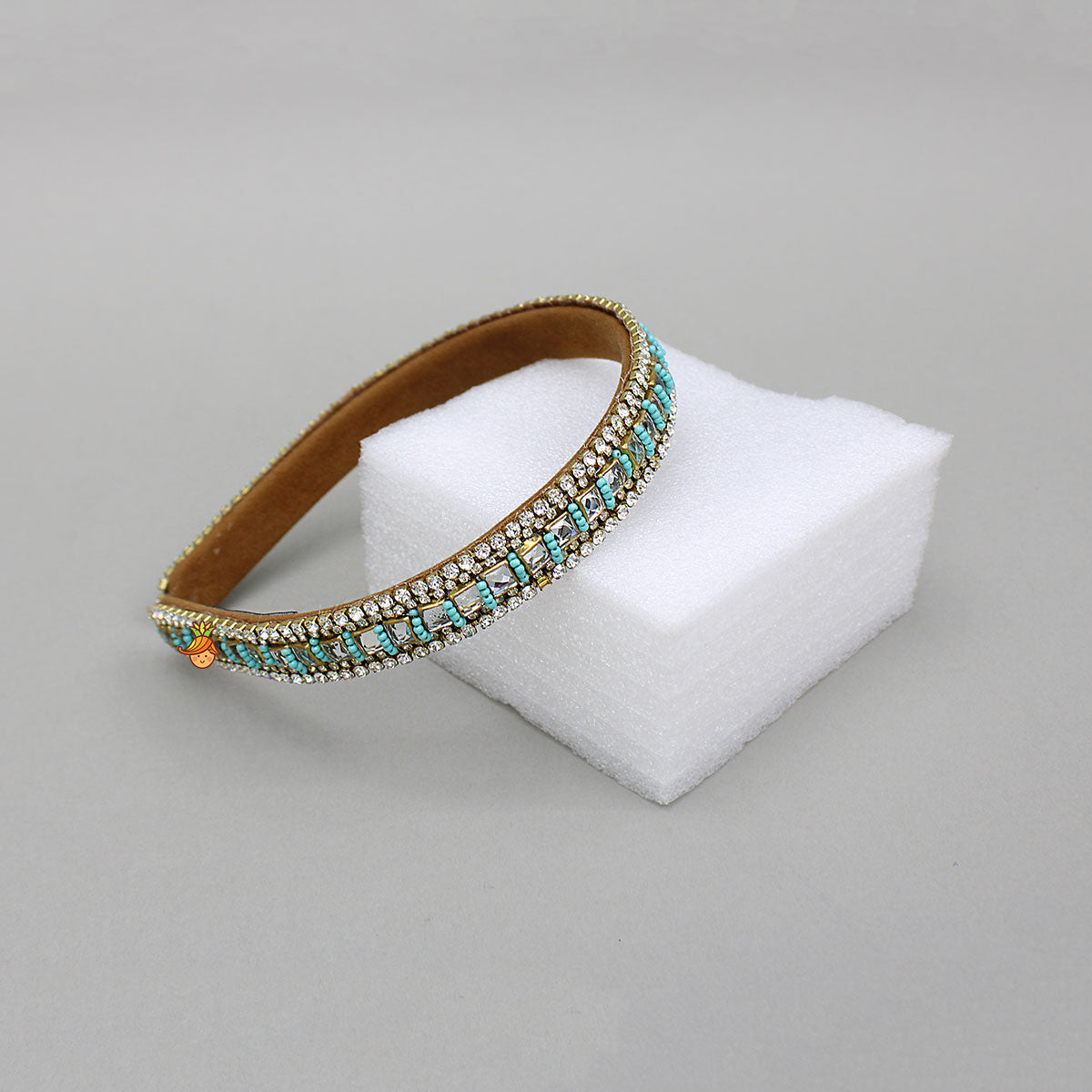 Blue Beads And Artificial Stones Embellished Hairband