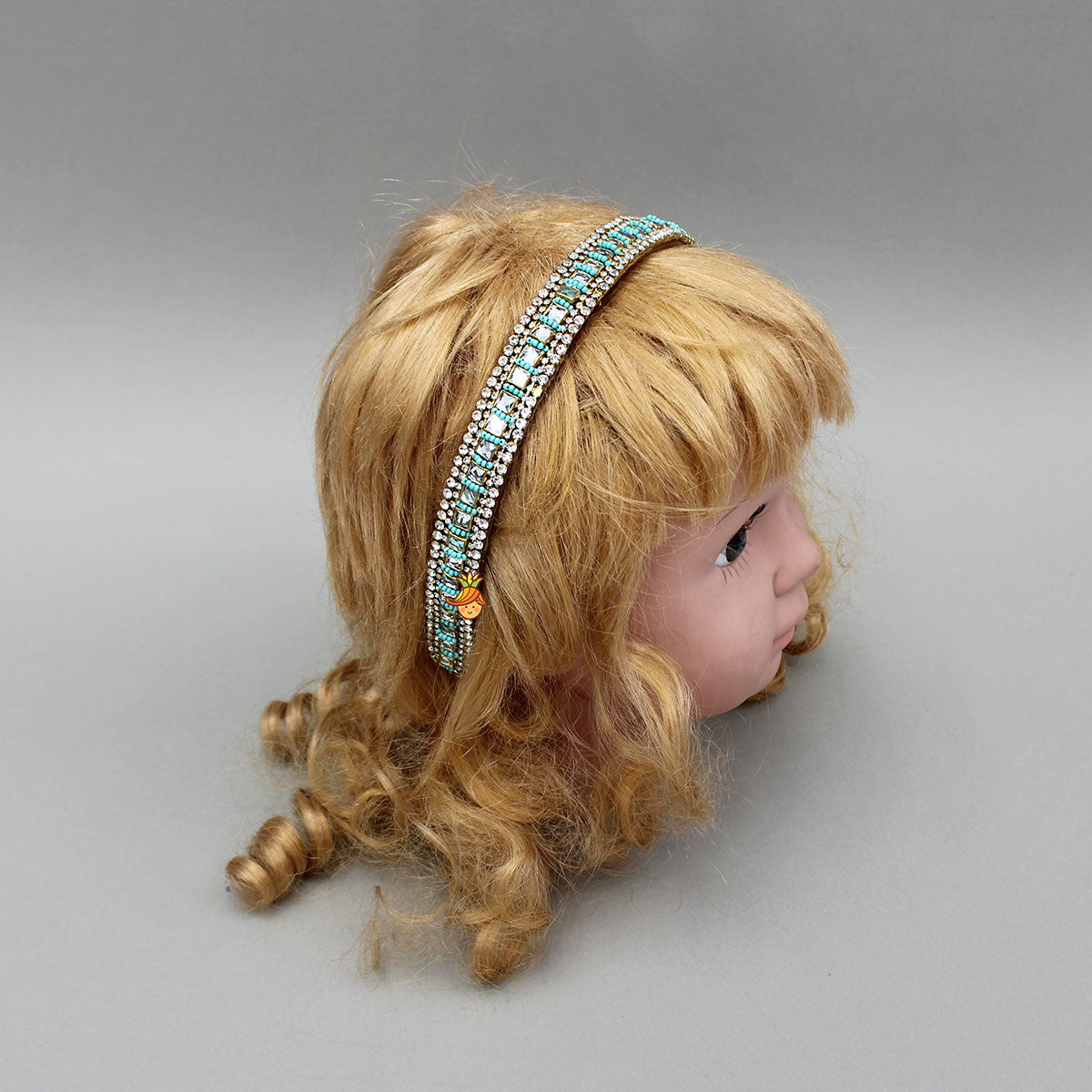 Blue Beads And Artificial Stones Embellished Hairband