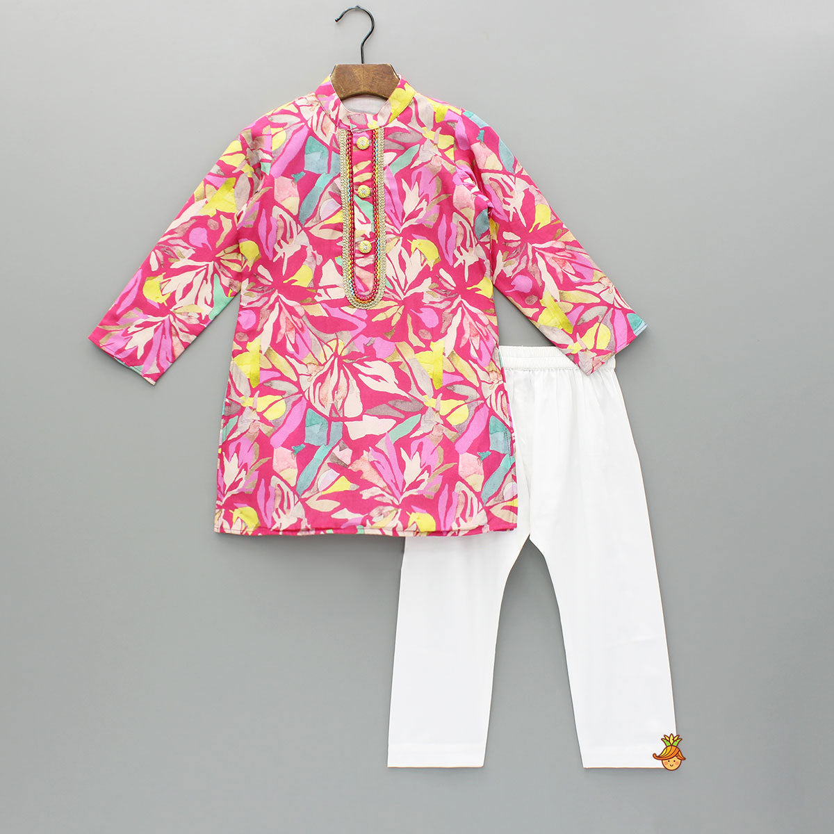 Pre Order: Pink Multicolour Printed Kurta And Pyjama