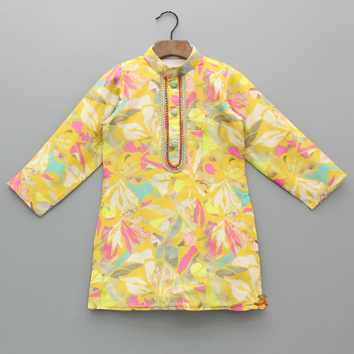 Pre Order: Yellow Multicolour Printed Kurta And Pyjama