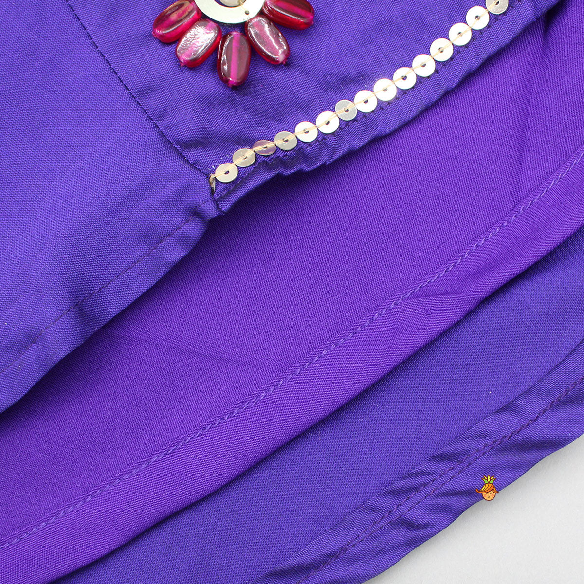 Pre Order: Elegant Artificial Stone And Bead Embellished Purple Jumpsuit