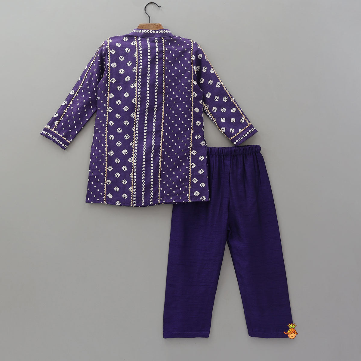 Pre Order: Bandhani Printed Purple Kurta And Pyjama