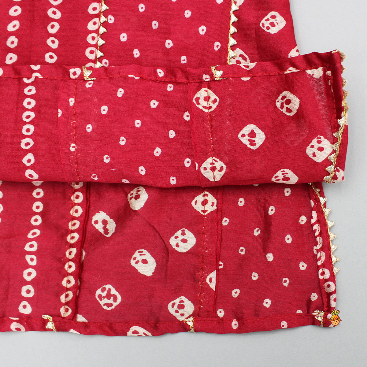 Pre Order: Bandhani Printed Red Kurta And Pyjama