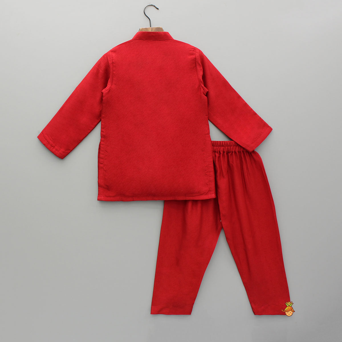 Pre Order: Red Embroidered And Pintuck Detailed Kurta With Pyjama