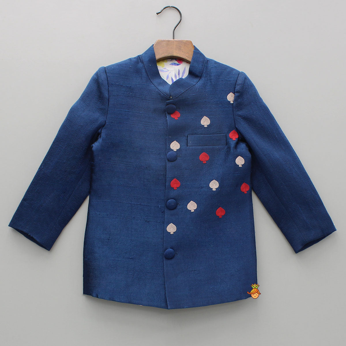 Pre Order: Blue Embroidered Sherwani And Pyjama