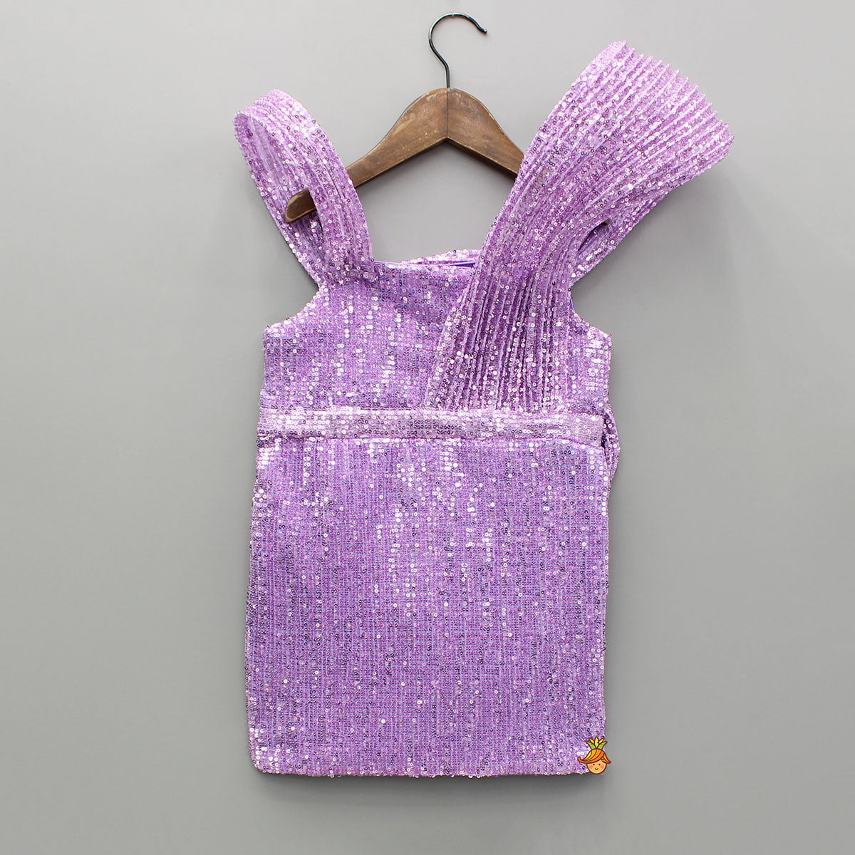 Pre Order: Lavender Sequins Embellished Strappy Dress With Stiff Belt And Detachable Trail