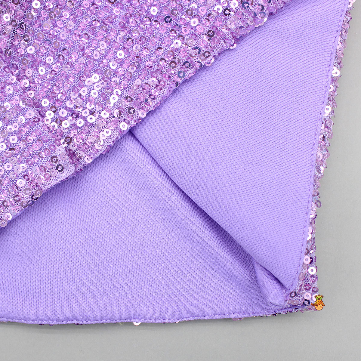 Pre Order: Lavender Sequins Embellished Strappy Dress With Stiff Belt And Detachable Trail