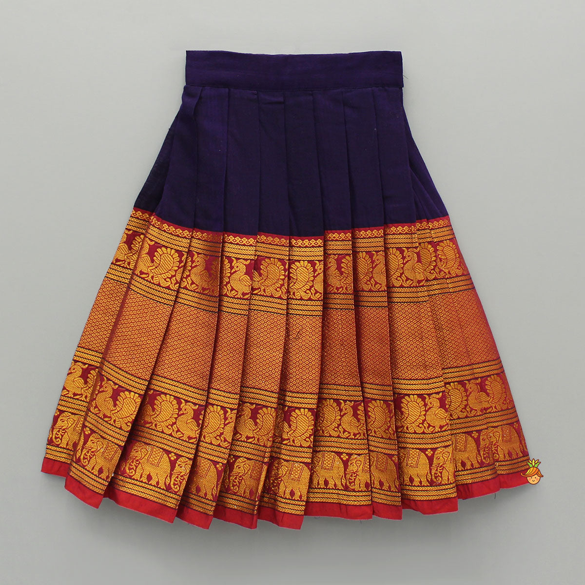 Pre Order: Purple One Shoulder Pleats Detailed Top And Pleated Lehenga