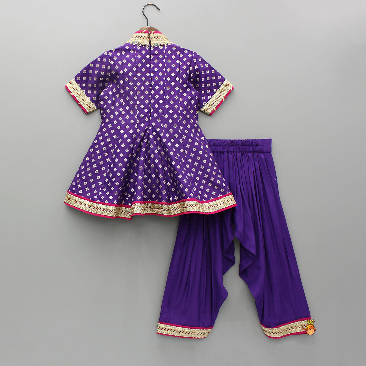 Pre Order: Purple Embellished Kurti And Salwar With Dupatta