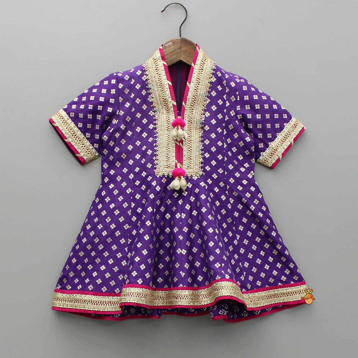 Pre Order: Purple Embellished Kurti And Salwar With Dupatta