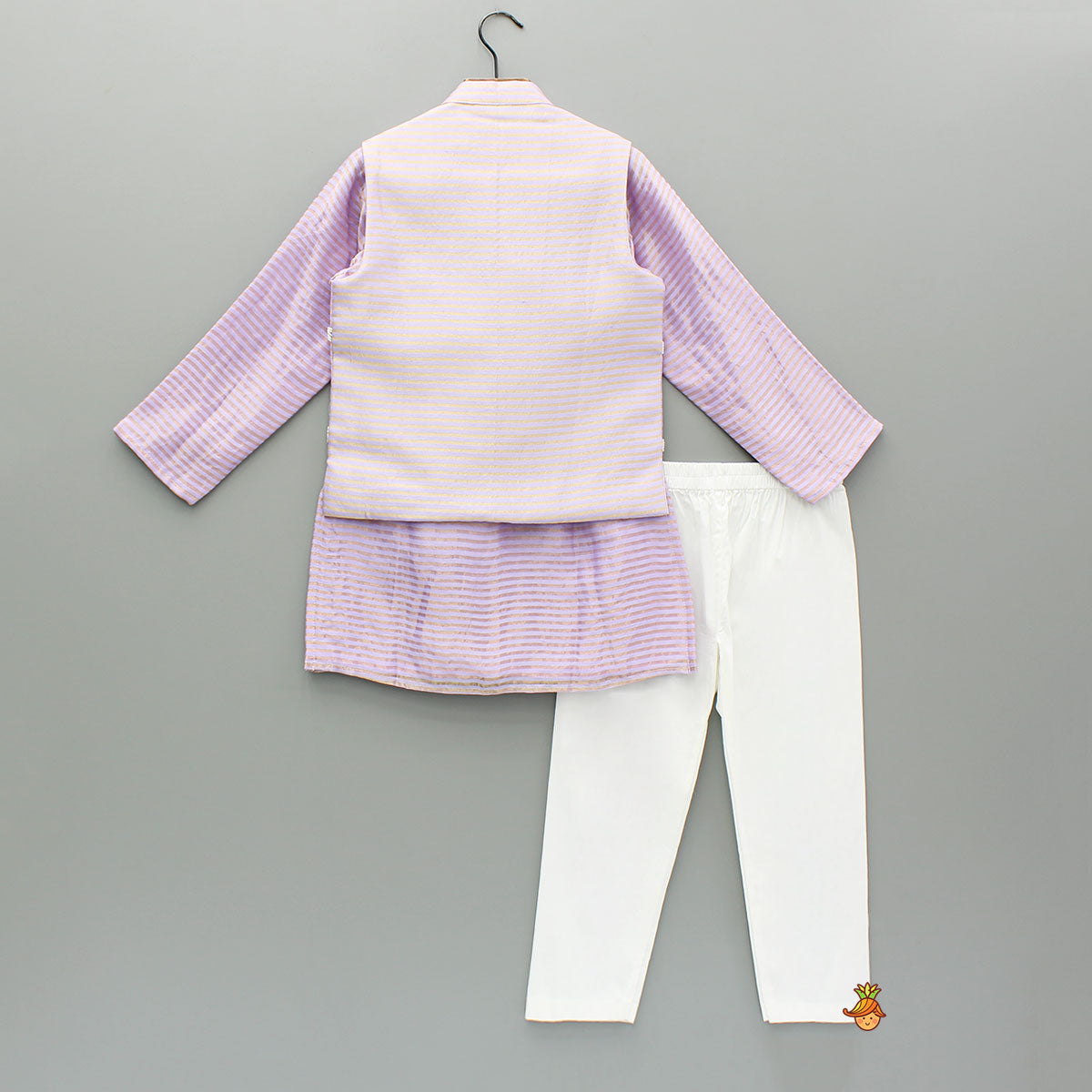 Pre Order: Lavender Kurta With Embroidered Jacket And Pyjama