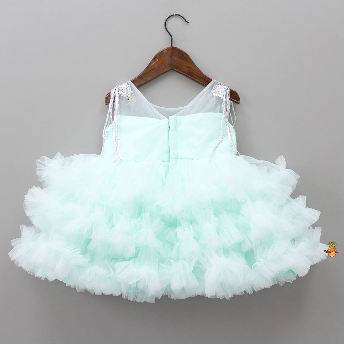 Ruffle And Sequin Dress With Hair Clip