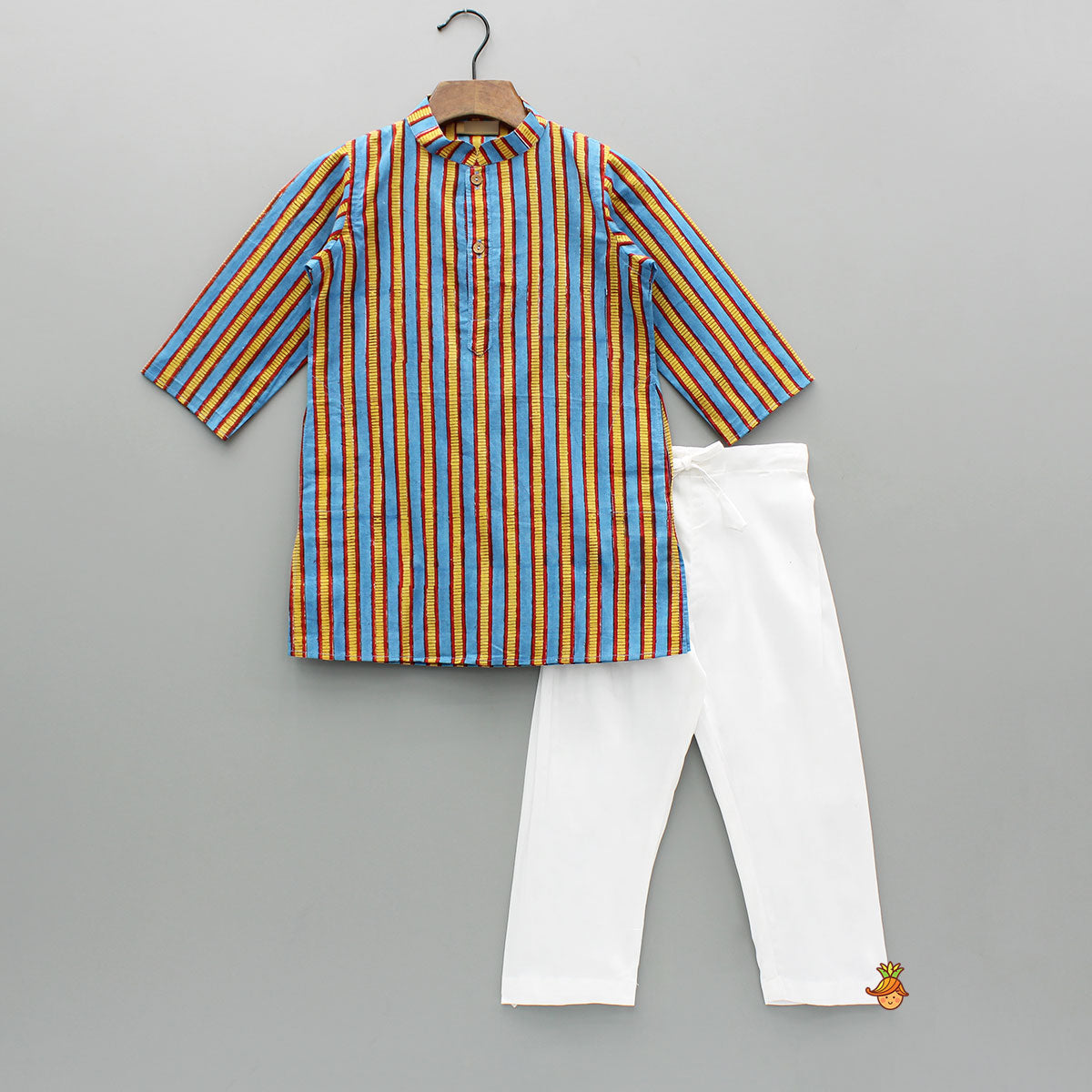 Multicolour Stripe Printed Kurta And Pyjama