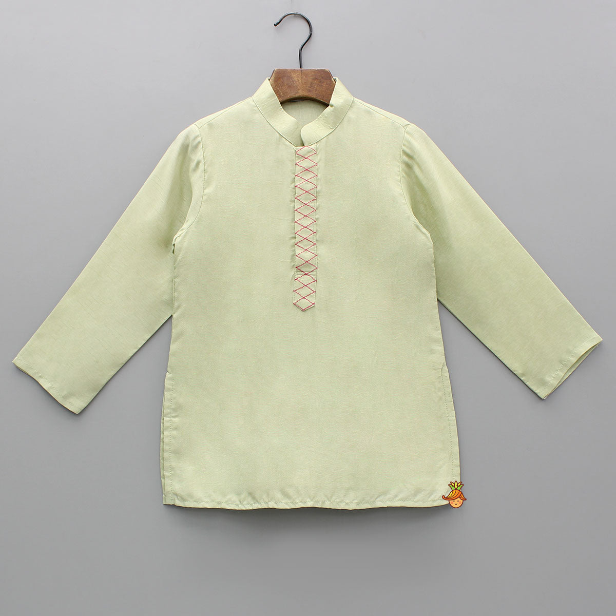 Pre Order: Green Kurta And Pink Embroidered Jacket With Pyjama