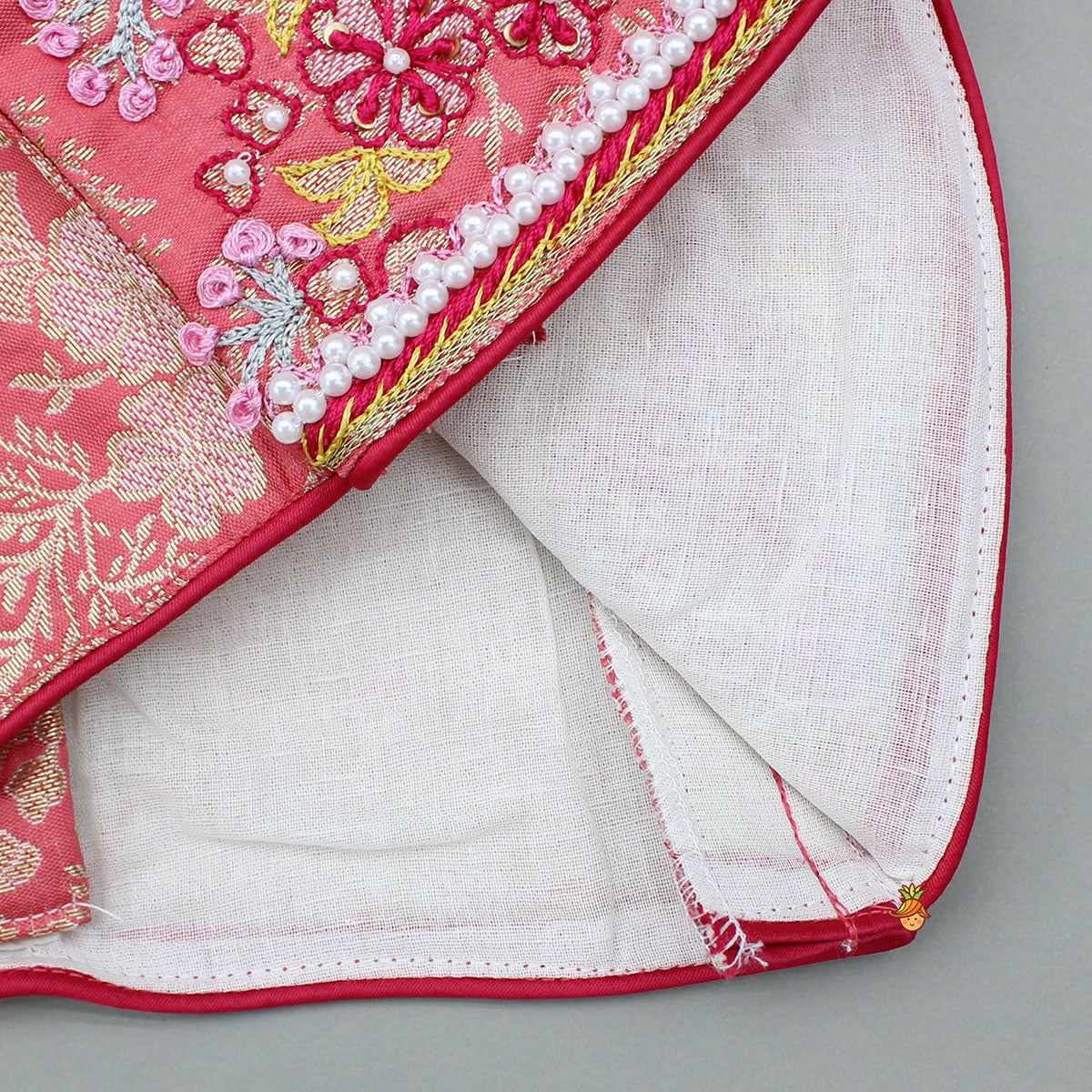 Pre Order: Peach Embroidered Top And Lehenga With Dupatta