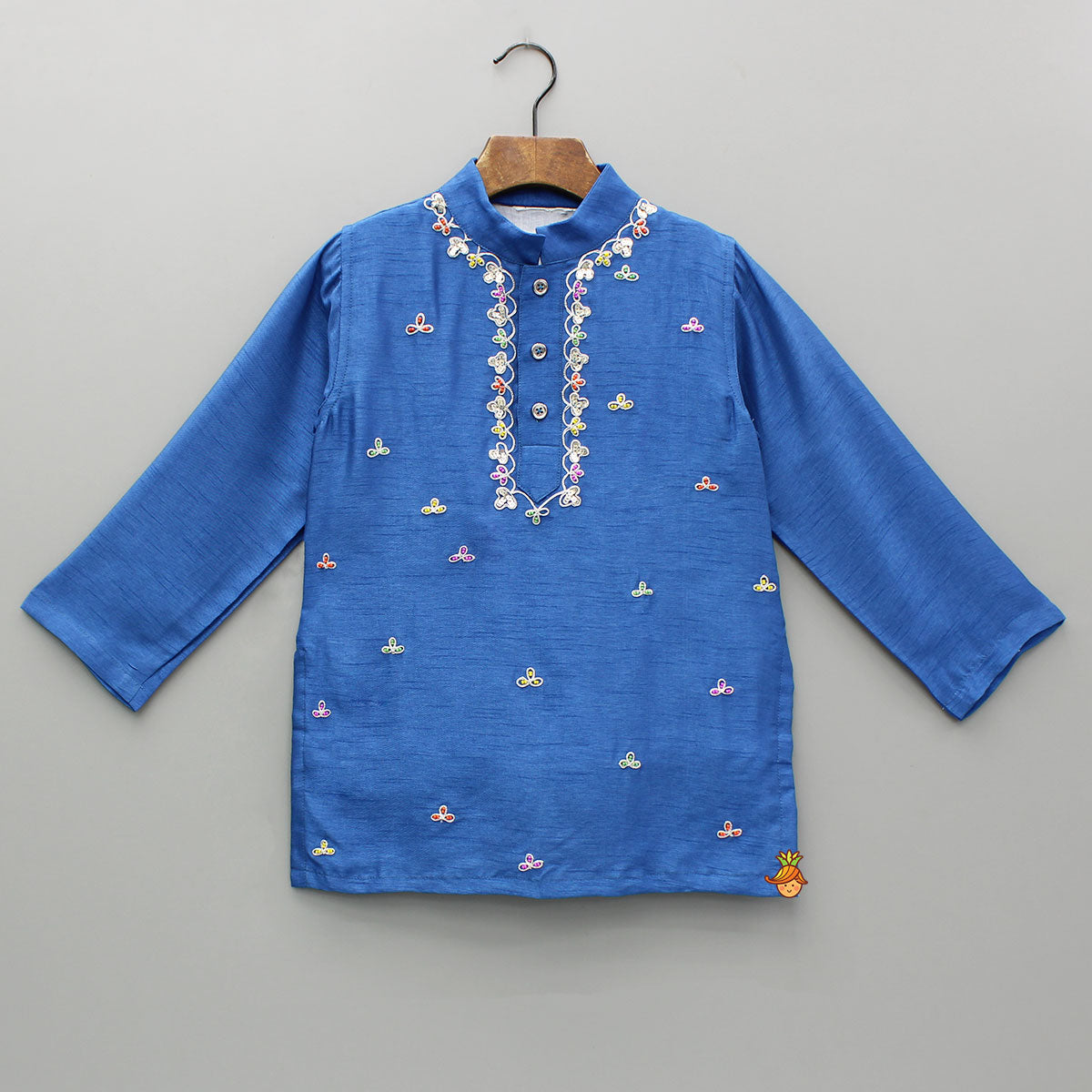 Pre Order: Blue Embroidered Kurta And Pyjama