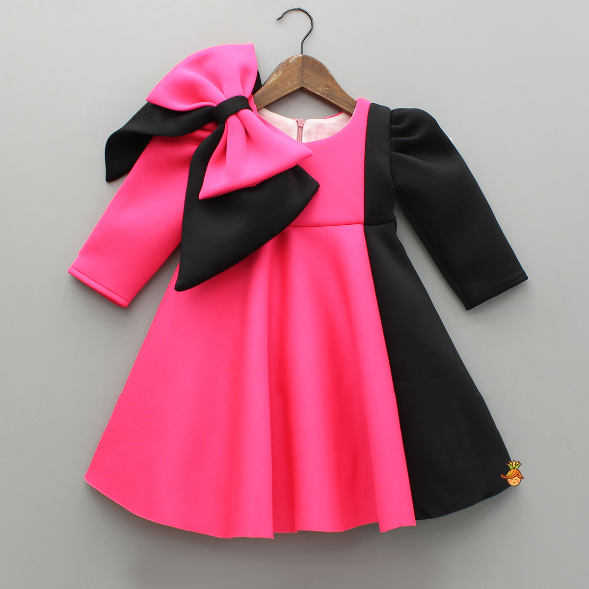 Pre Order: Dual Tone Dress Wiith Bows Detailing