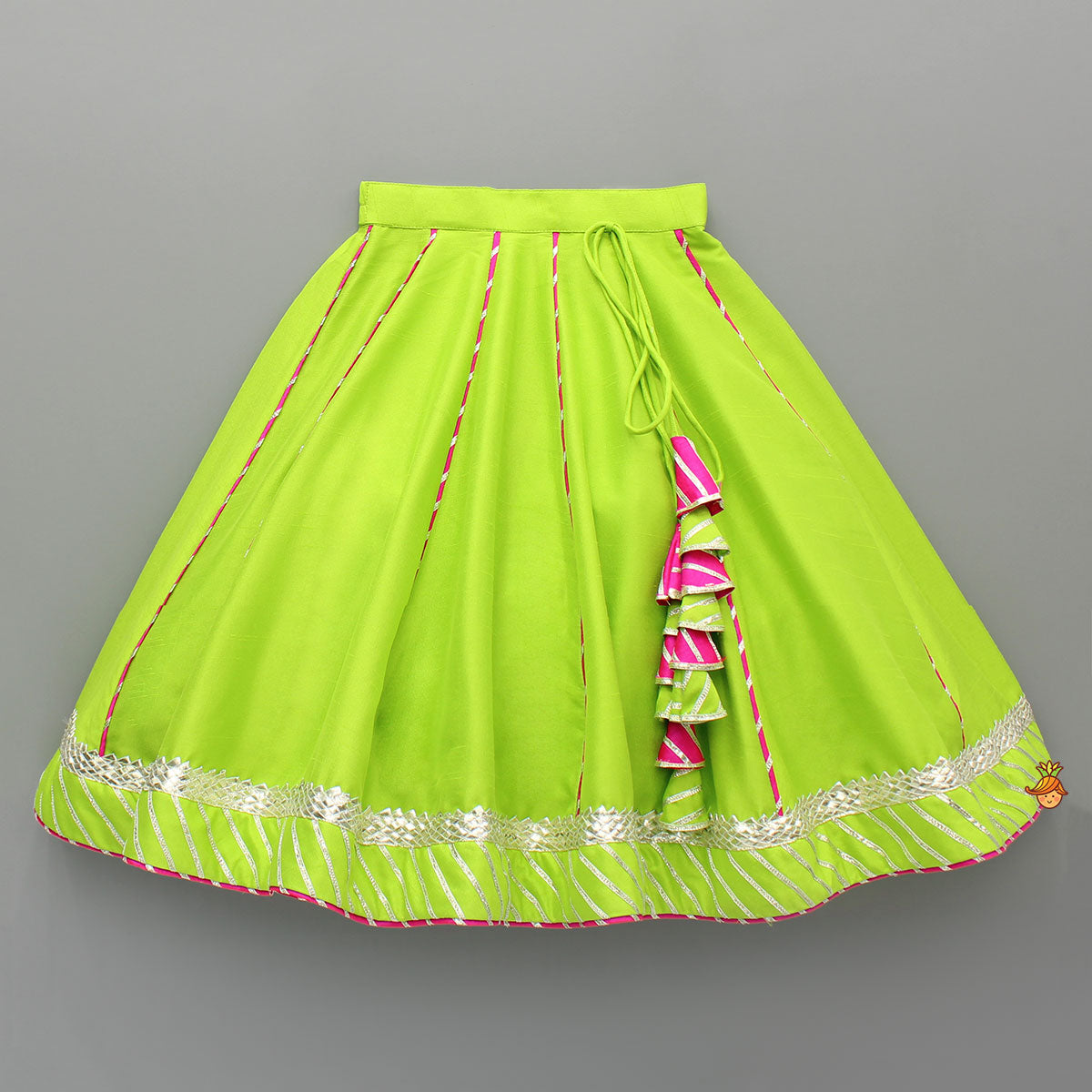 Pre Order: Green Embroidered Strappy Top And Lehenga With Dupatta