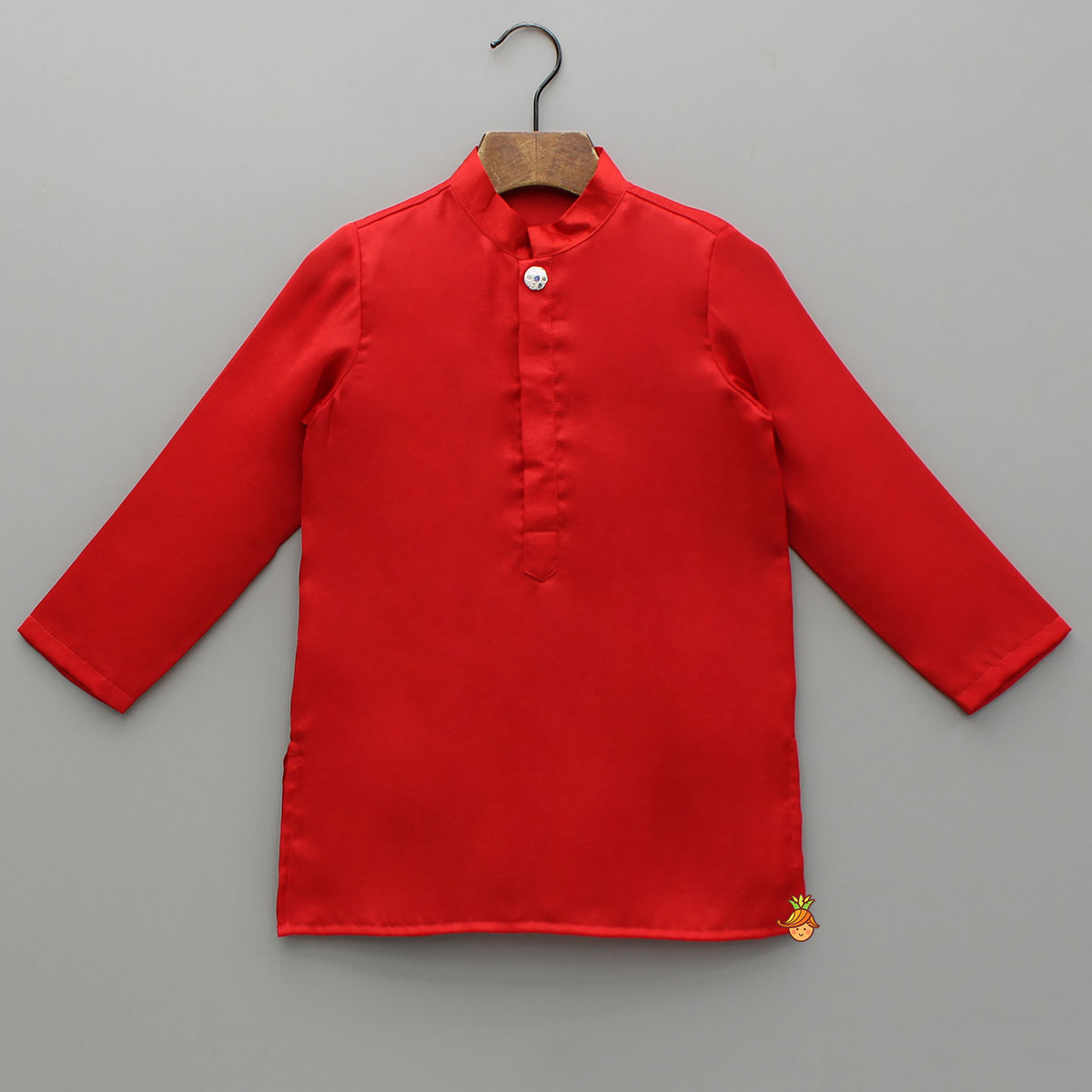 Pre Order: Red Kurta With Embroidered Front Open Jacket And Pyjama