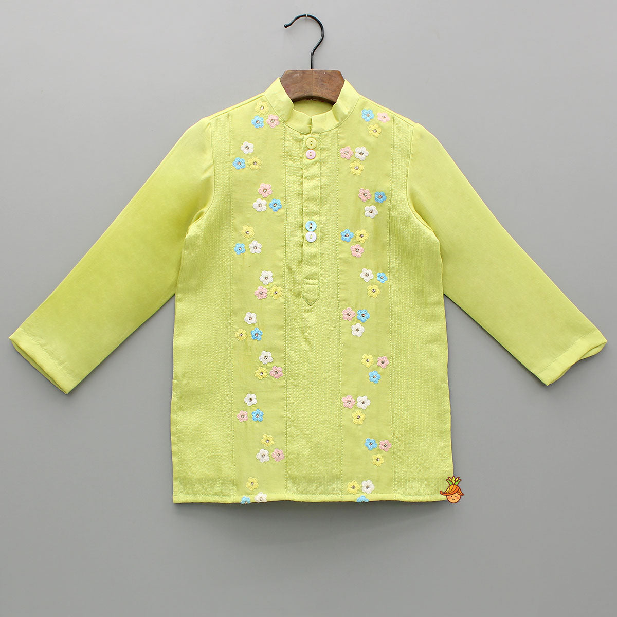 Pre Order: Green Multicolour Floral Embroidered Kurta And Pyjama