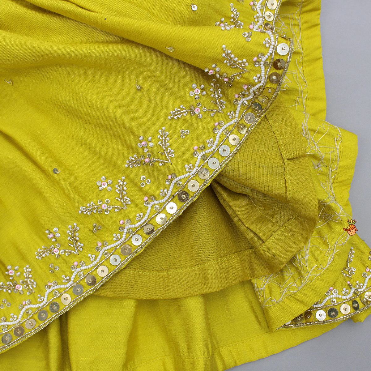 Pre Order: Mustard Embroidered Peplum Top And Sharara