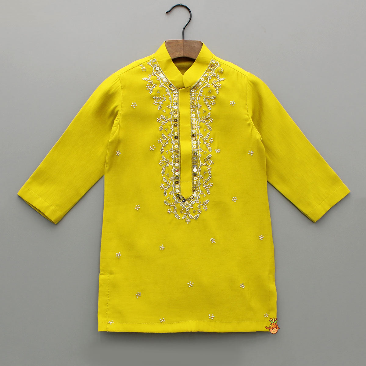 Pre Order: Mustard Embroidered Kurta and Churidar