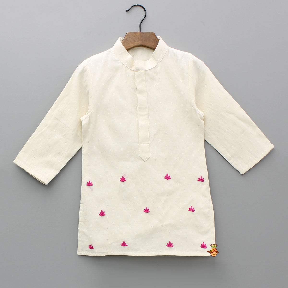 Pre Order: Pink Lotus Embroidered Kurta And Pyjama