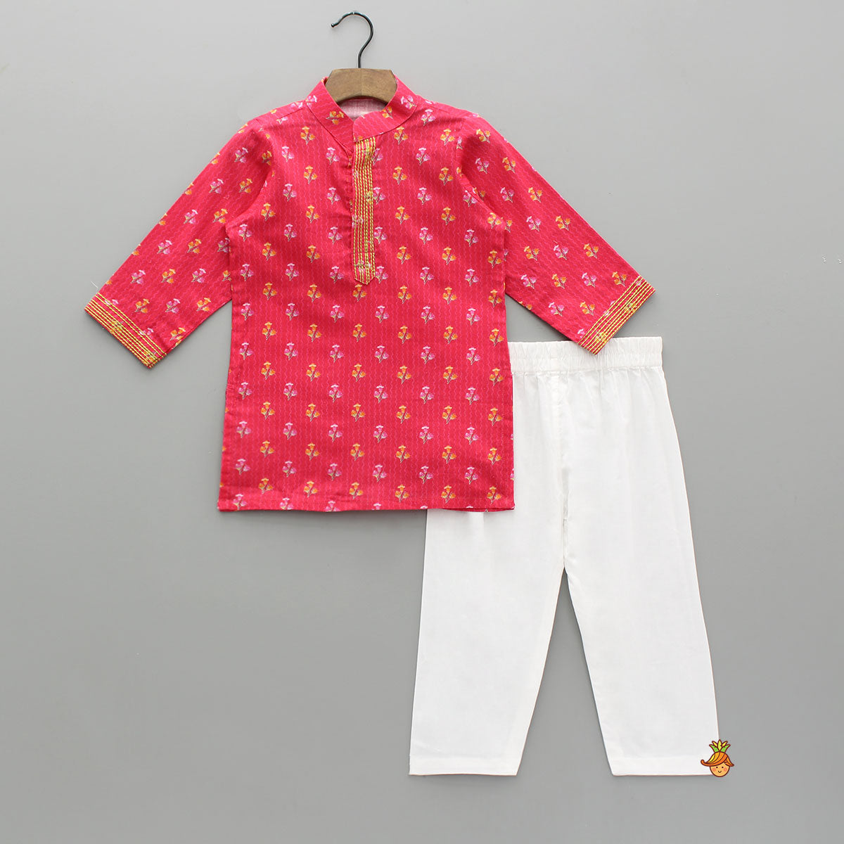 Pre Order: Floral Printed Kurta And Jacket With Pyjama