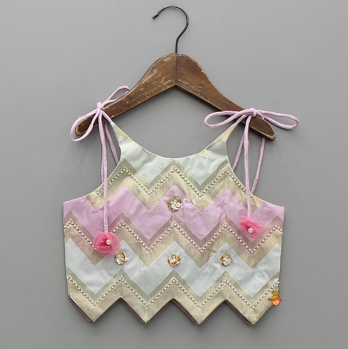 Pre Order: Lavender Embroidered Tie up Strap Top And Lehenga With Dupatta