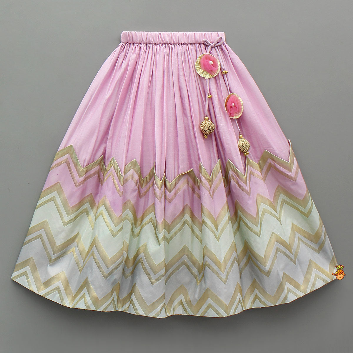 Pre Order: Lavender Embroidered Tie up Strap Top And Lehenga With Dupatta