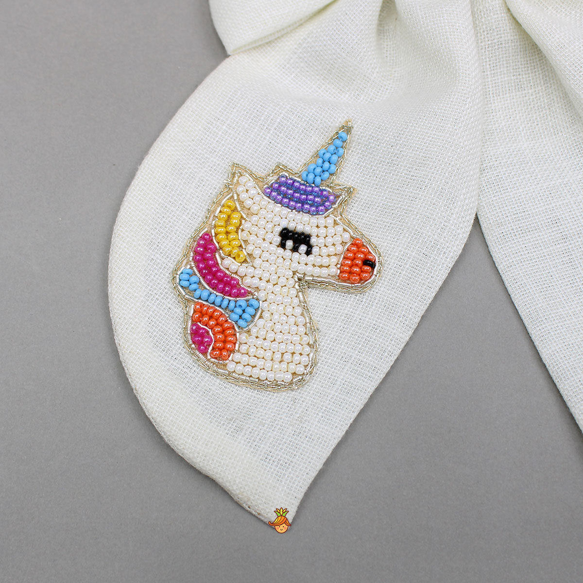 Off White Multicolour Embroidered Unicorn Bowie Hair Clip