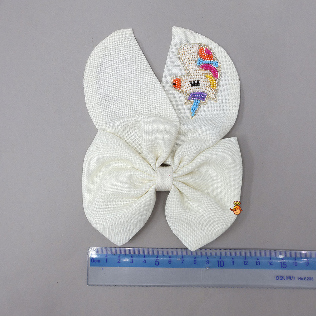 Off White Multicolour Embroidered Unicorn Bowie Hair Clip