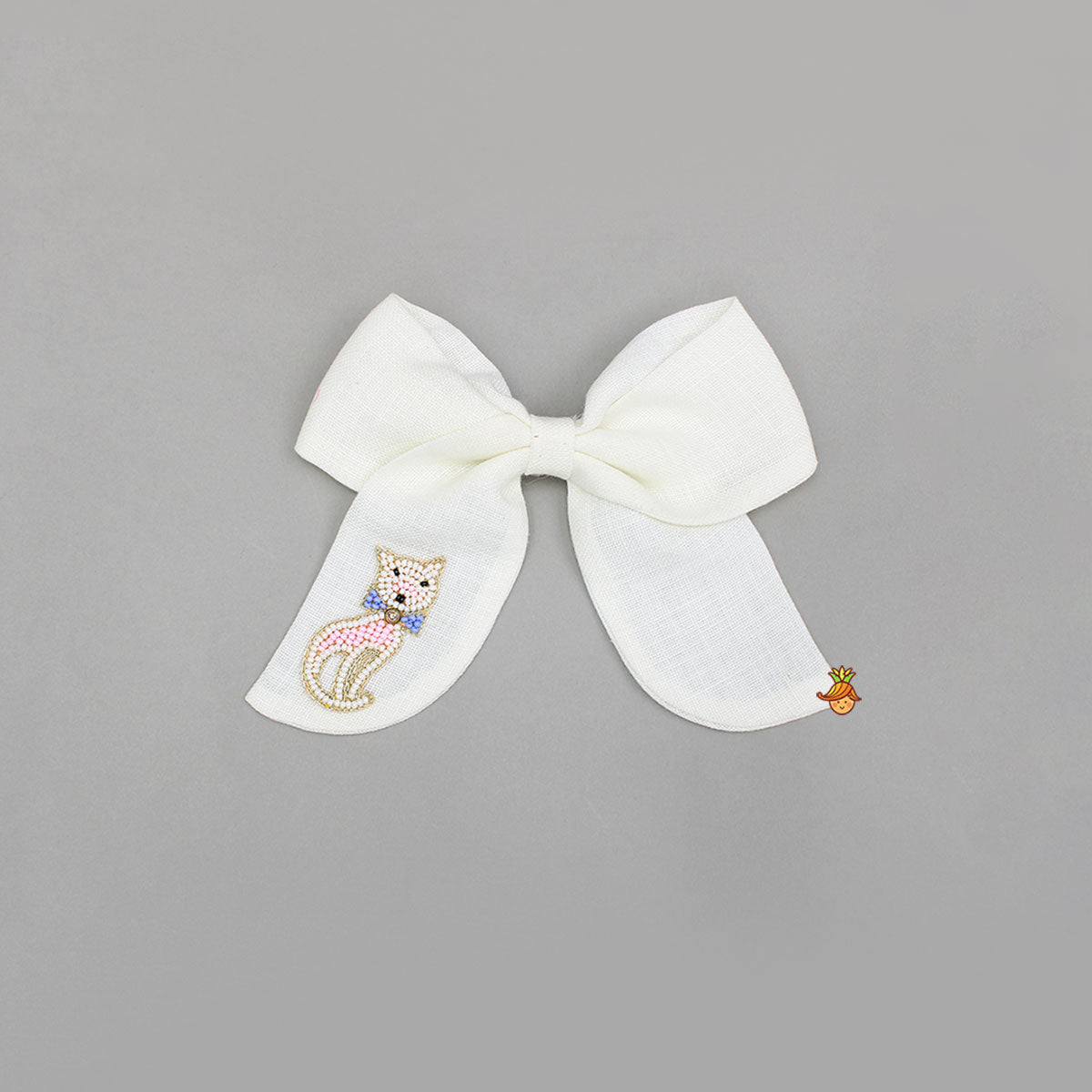 Animal Embroidered Off White Bowie Hair Clip