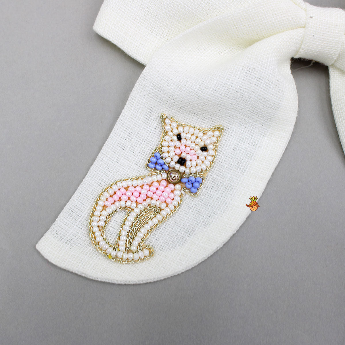 Animal Embroidered Off White Bowie Hair Clip