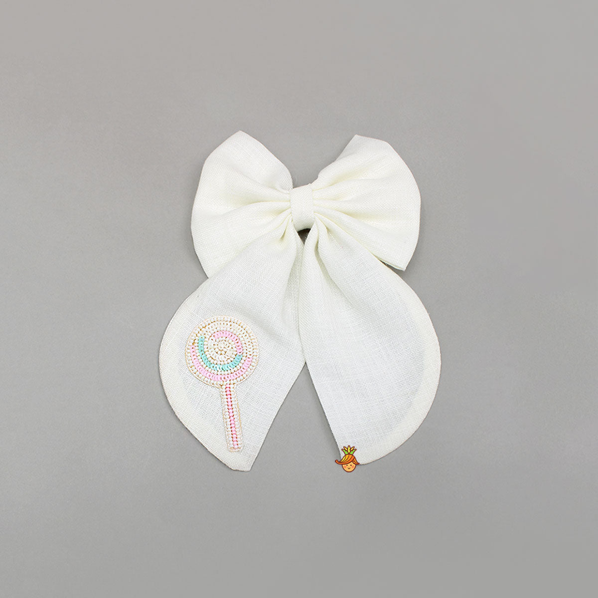 Off White Candy Embroidered Bowie Hair Clip