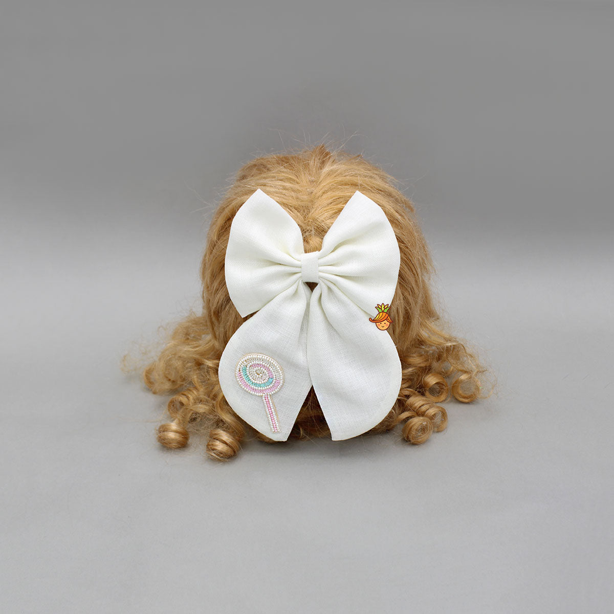 Off White Candy Embroidered Bowie Hair Clip