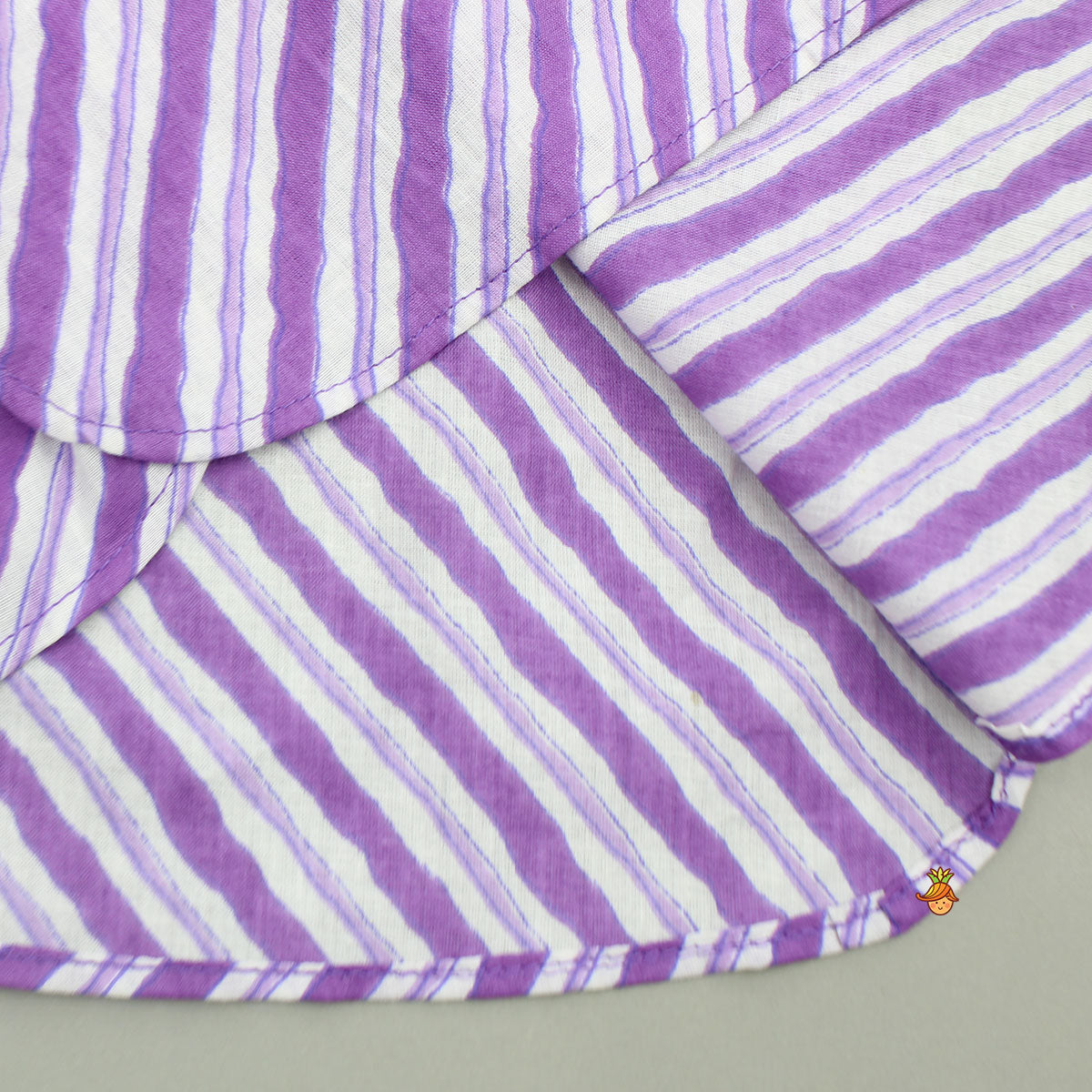 Pre Order: Purple Striped Kurta And Floral Printed Jacket With Pyjama