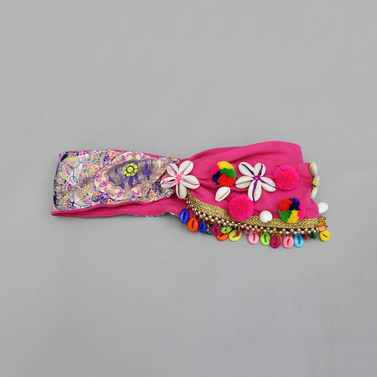 Pink Printed And Embellished Head Band