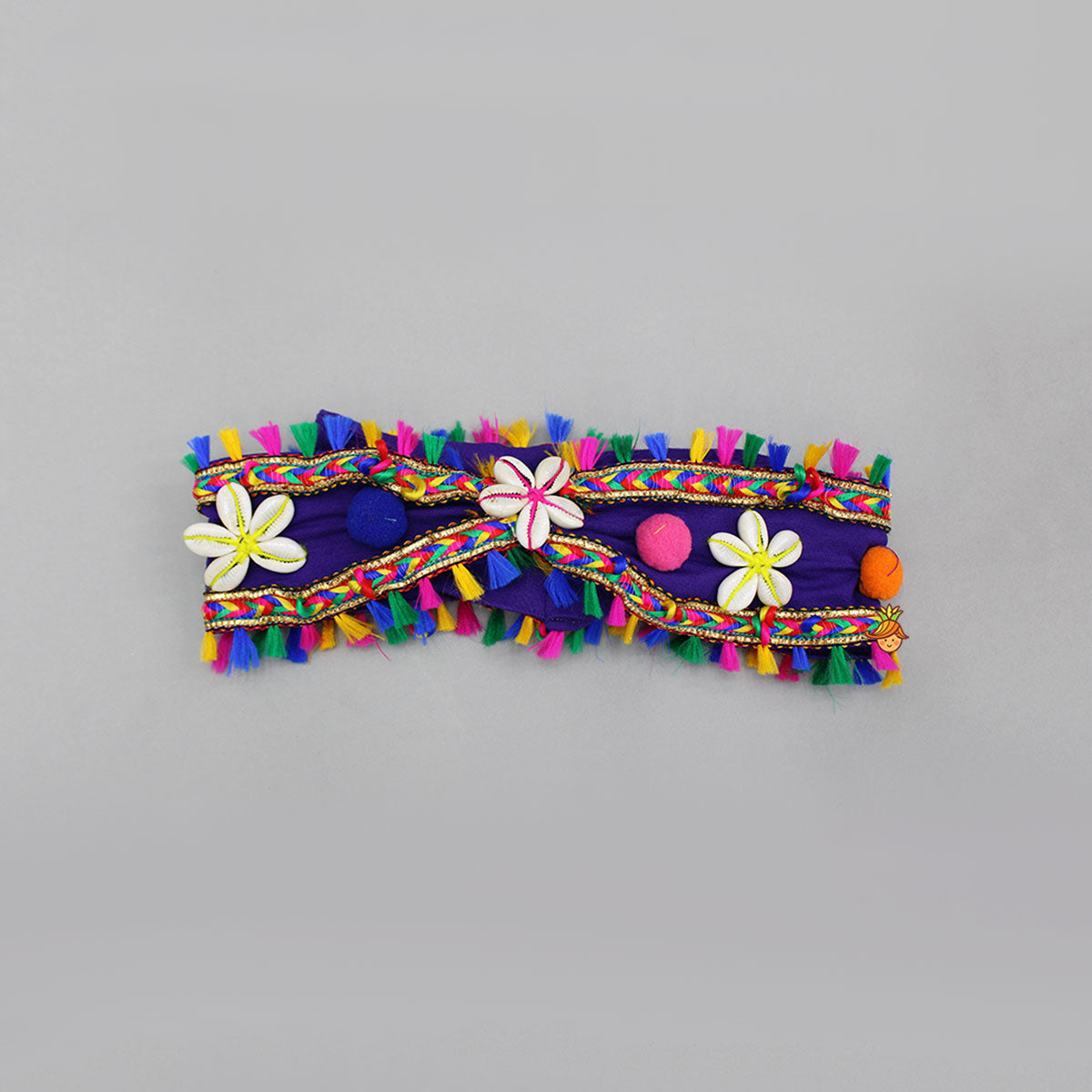 Purple Multicolour Lace Detailed Embellished Head Band