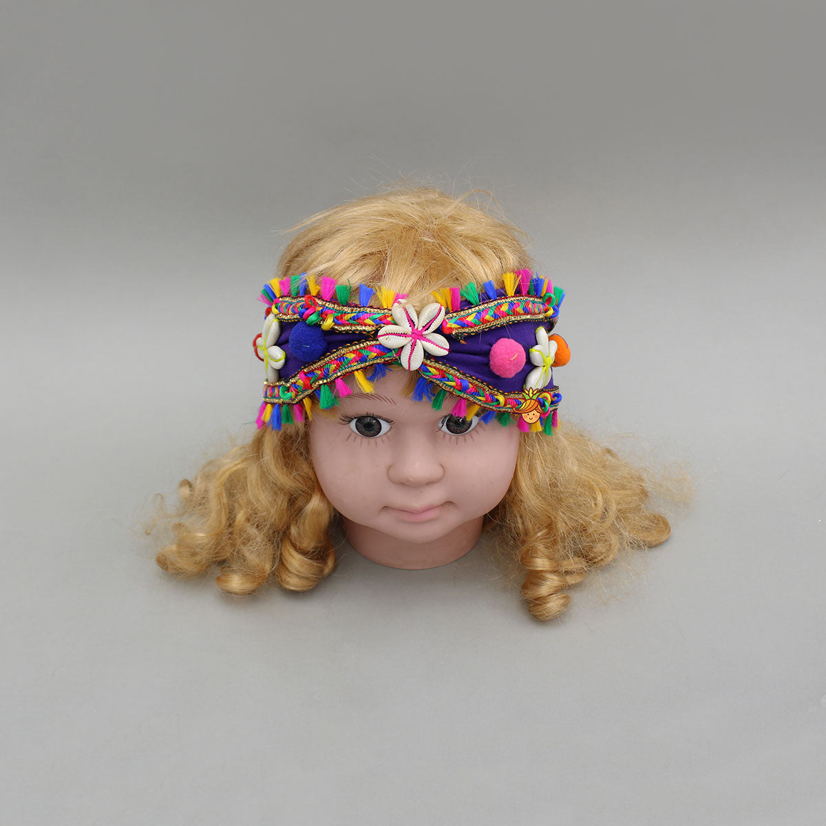 Purple Multicolour Lace Detailed Embellished Head Band