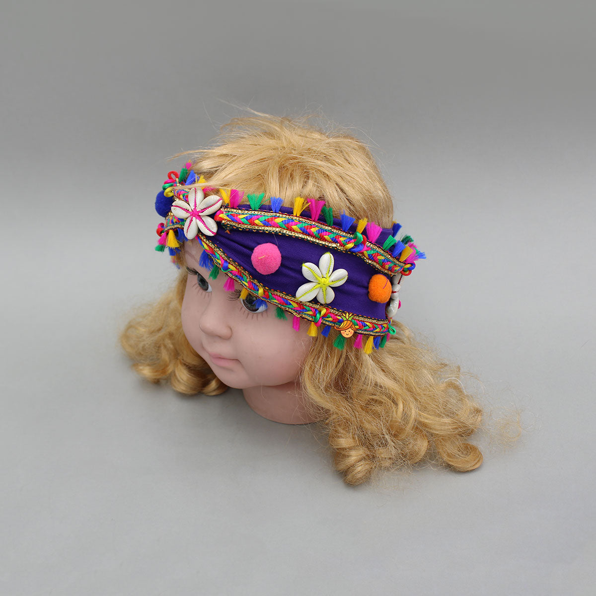 Purple Multicolour Lace Detailed Embellished Head Band