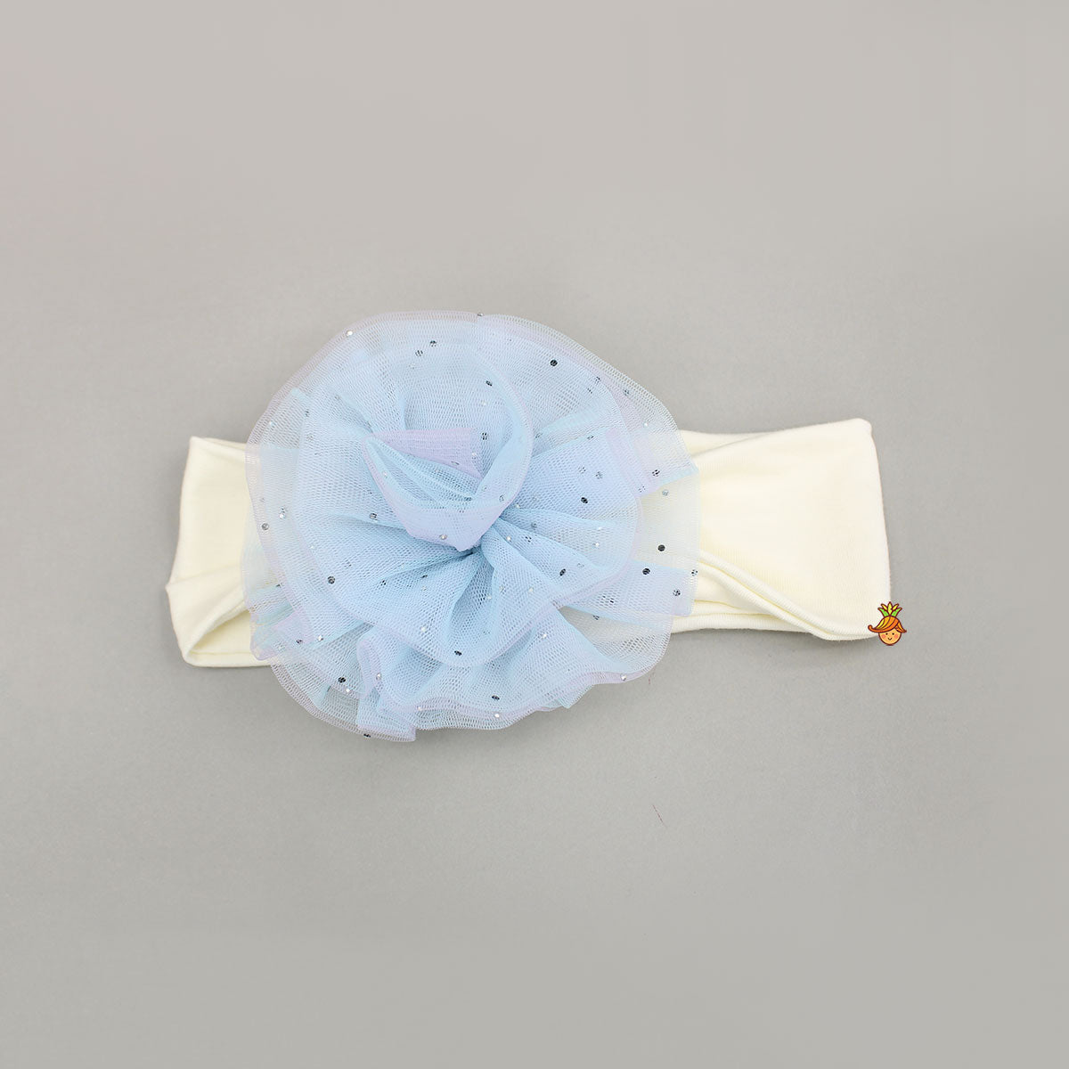 White Head Band With Decorative Net Flower